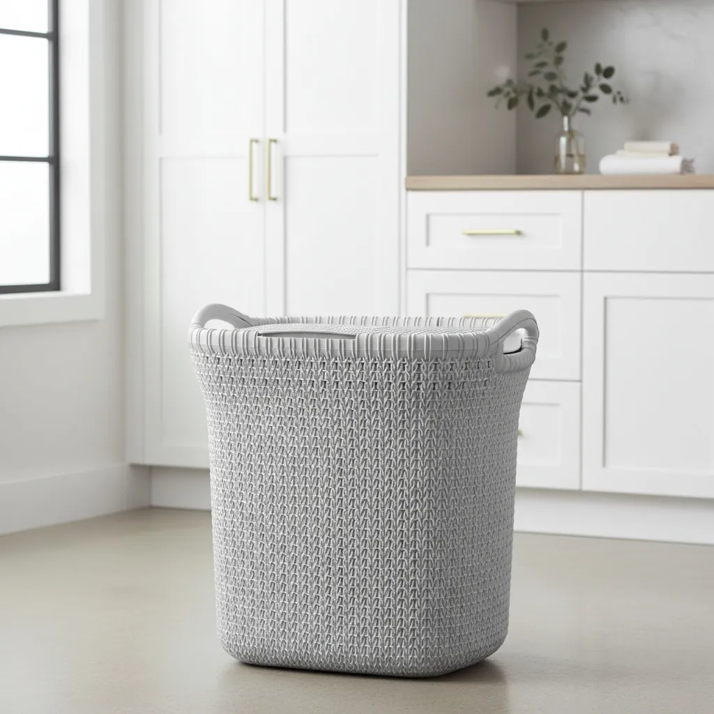 Canasto Cesto Para Ropa Plástico Premium Khipu Tapa 40 L