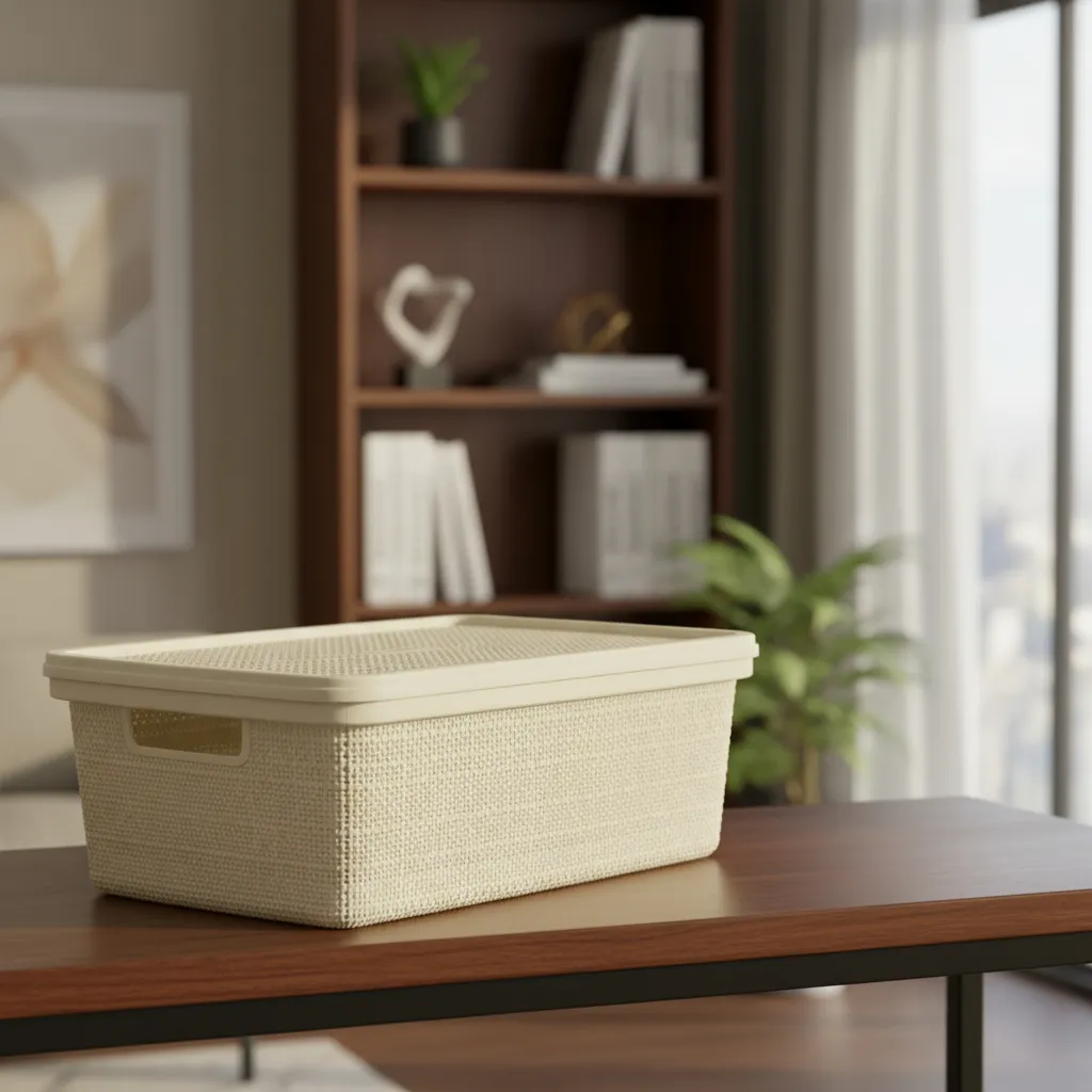 1 Canasto Organizador 20l Simil Yute Caja Organizadora