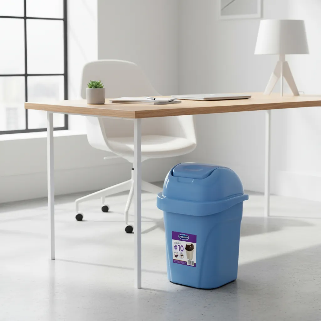 Tacho De Basura Papelera Oficina Tapa Vaivén 10l