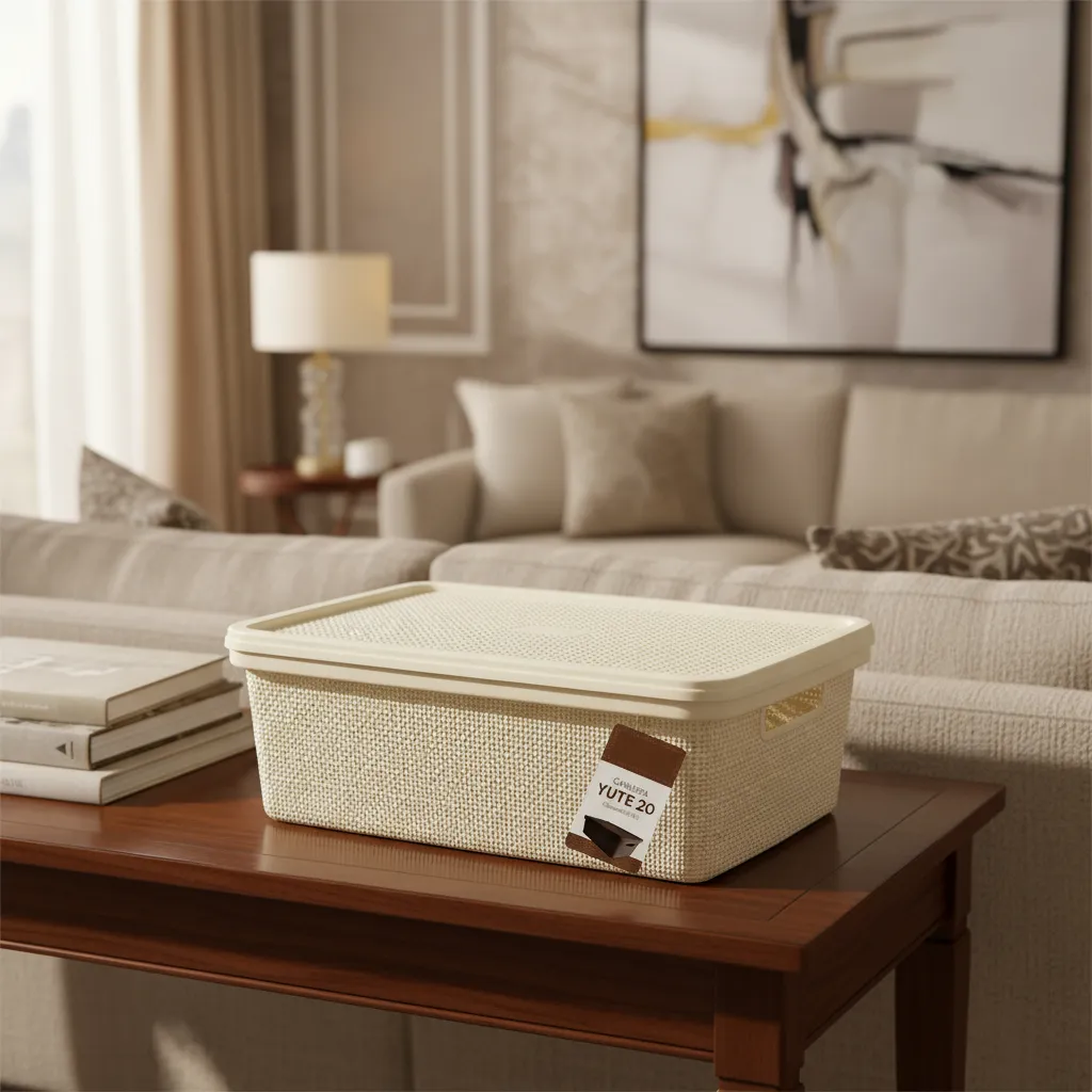 Pack Canasta C/tapa Plástico Yute 20l X 12 Organizador