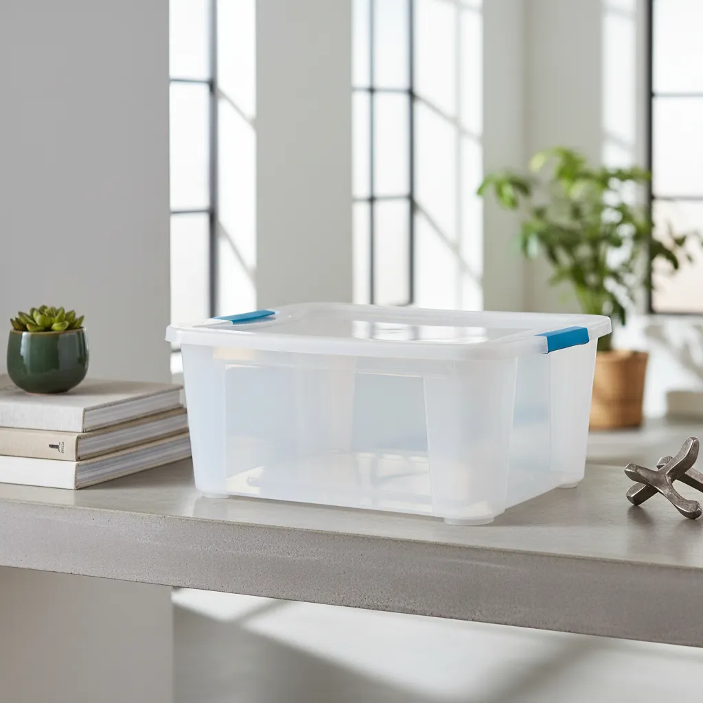 Pack Caja Organizadora 46l Plástico X3 Premium Apilable Celeste Caja Ultraforte 46 L