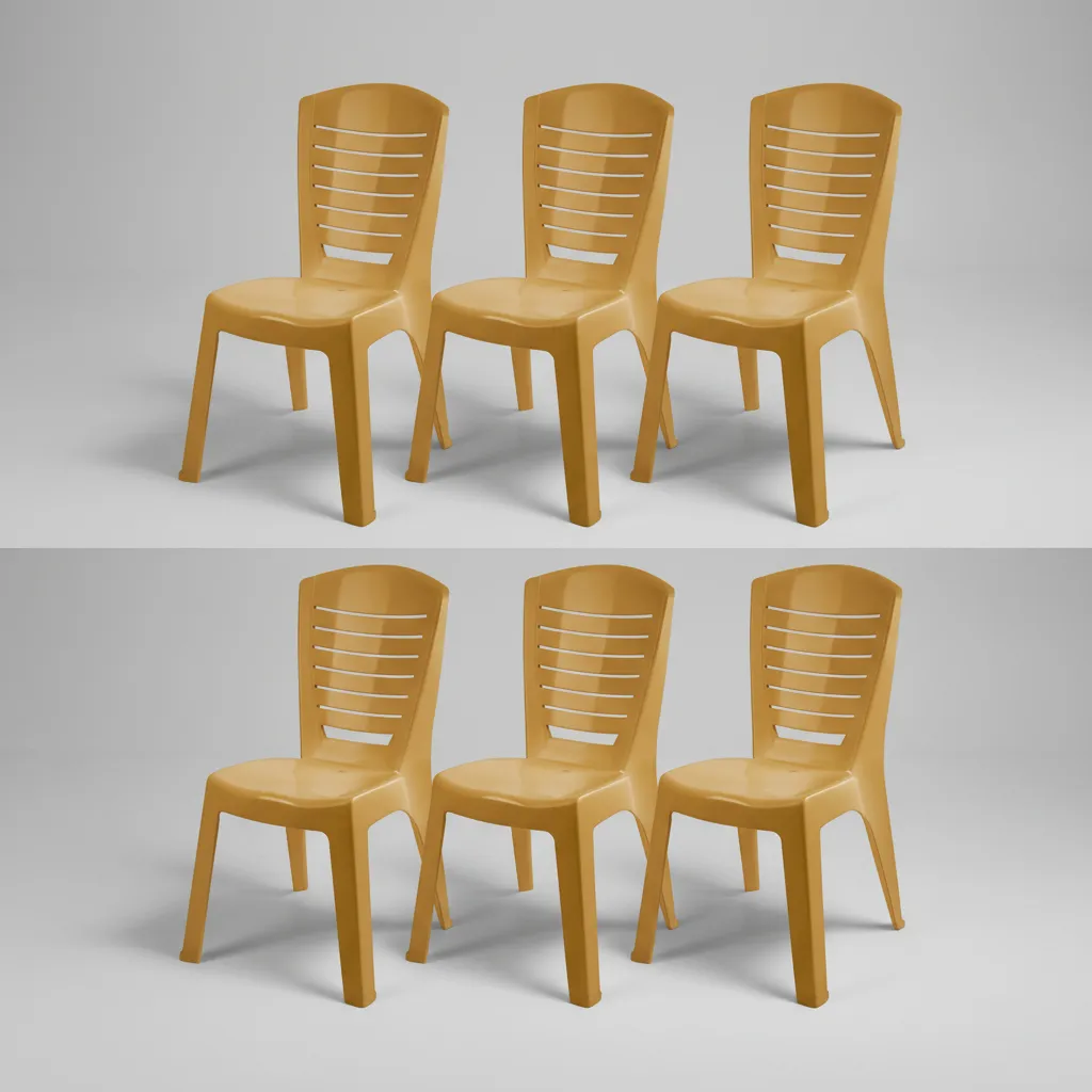 Pack Silla De Plástico X6 Dorado Premium Jardín Exterior Dorado Oscuro Noa