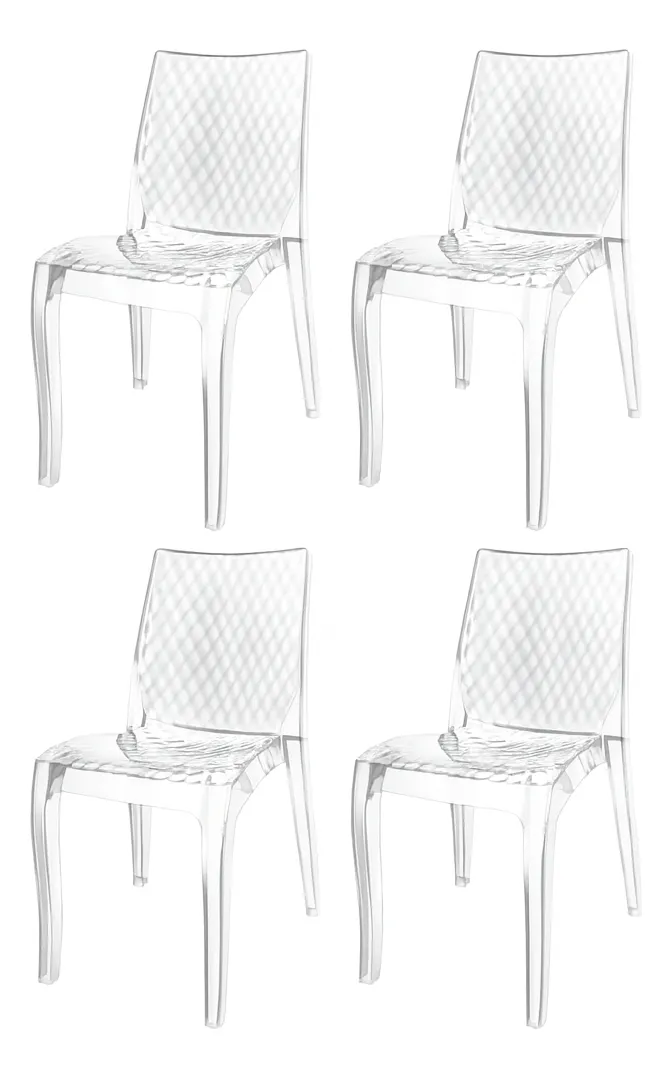 Pack X4 Silla Transparente Diamante Policarbonato Irrompible Diamante Transparente