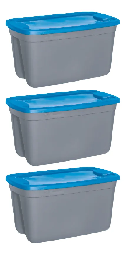 Pack Caja Organizadora X3 Apilable Contenedor 120l Premium