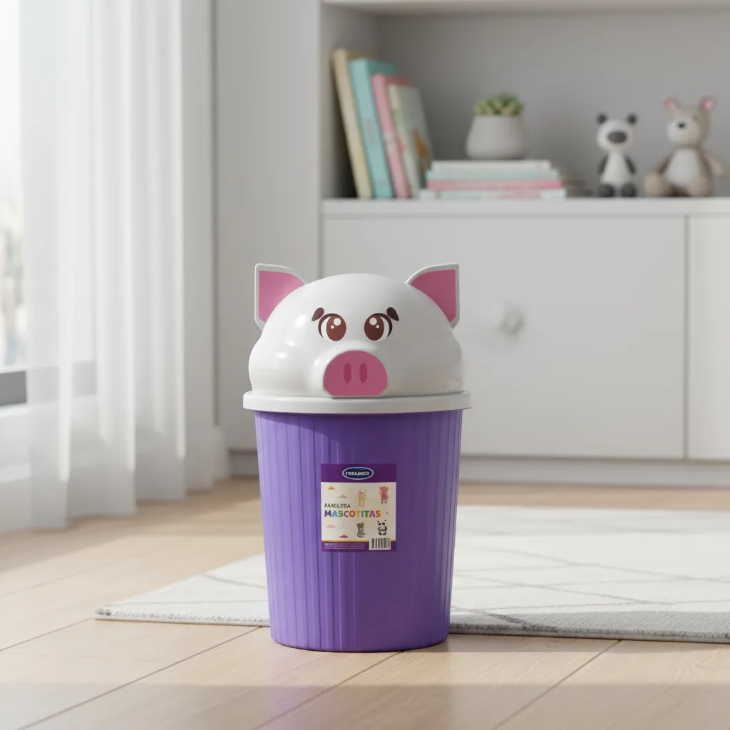 1 Cesto Tacho Basura Infantil 12l Animales Cerdo Panda Gato