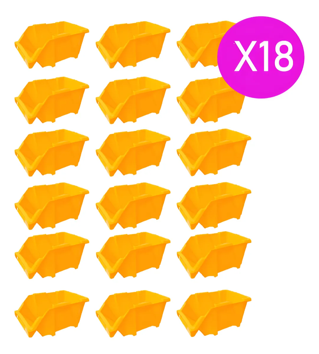 Pack Gaveta Apilable X18 Plástico Organizador 30x20x13 #25