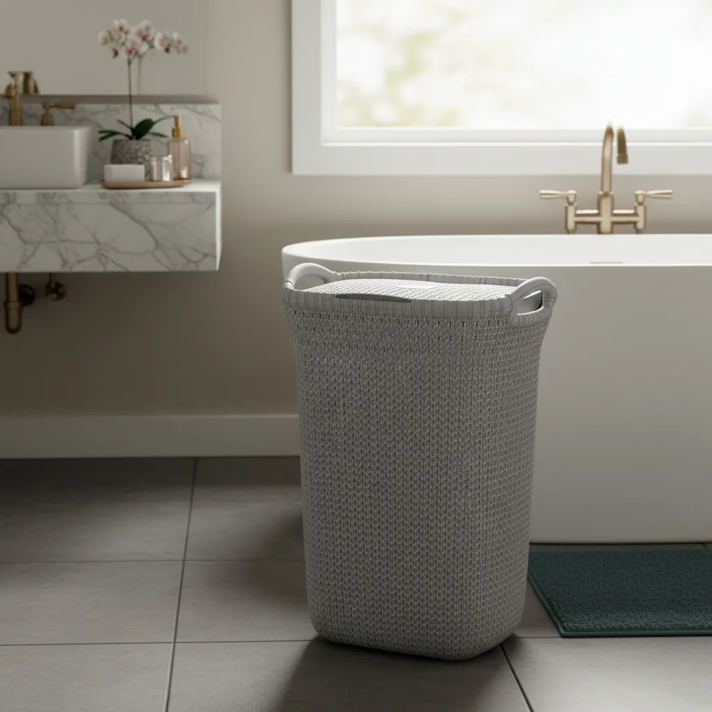 Canasto Cesto Para Ropa Plástico Premium Khipu Tapa 60 L