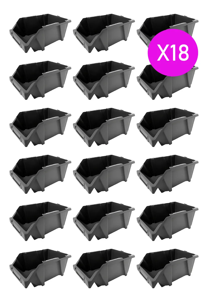 Pack Gaveta Apilable X18 Plástico Organizador 30x20x13 #25