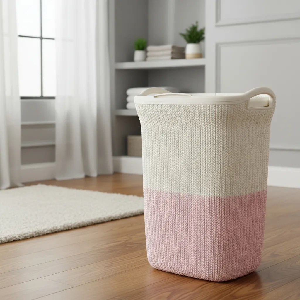 Cesto De Ropa De Plastico 60 Litros Con Tapa Y Manija