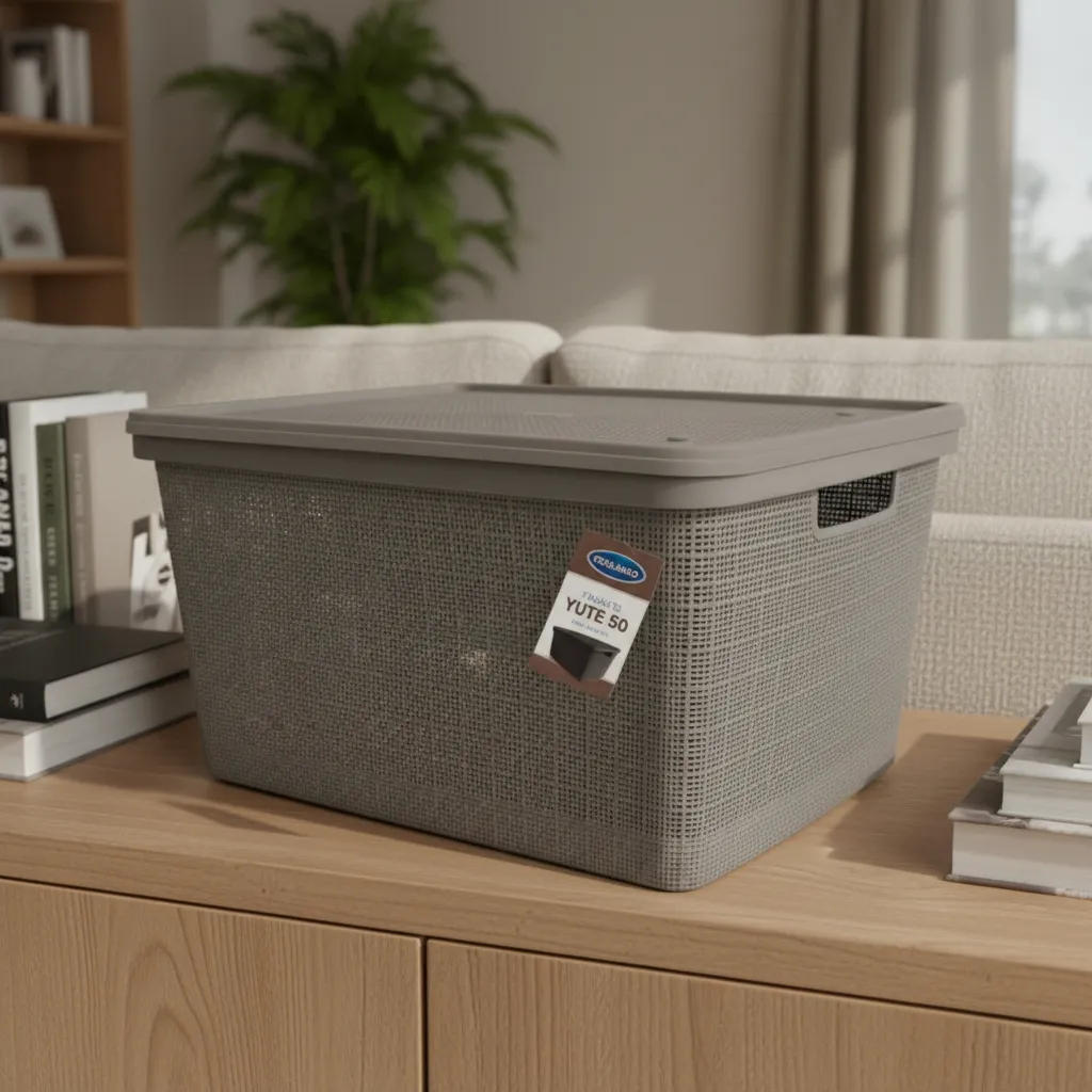 Pack Canasta C/tapa Plástico Yute 50l X 3 Organizador