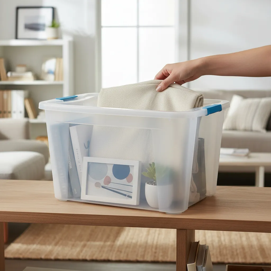 Caja Organizadora 68l C/ Tapa Broche Apilable Premium Baúl Transparente Ultraforte