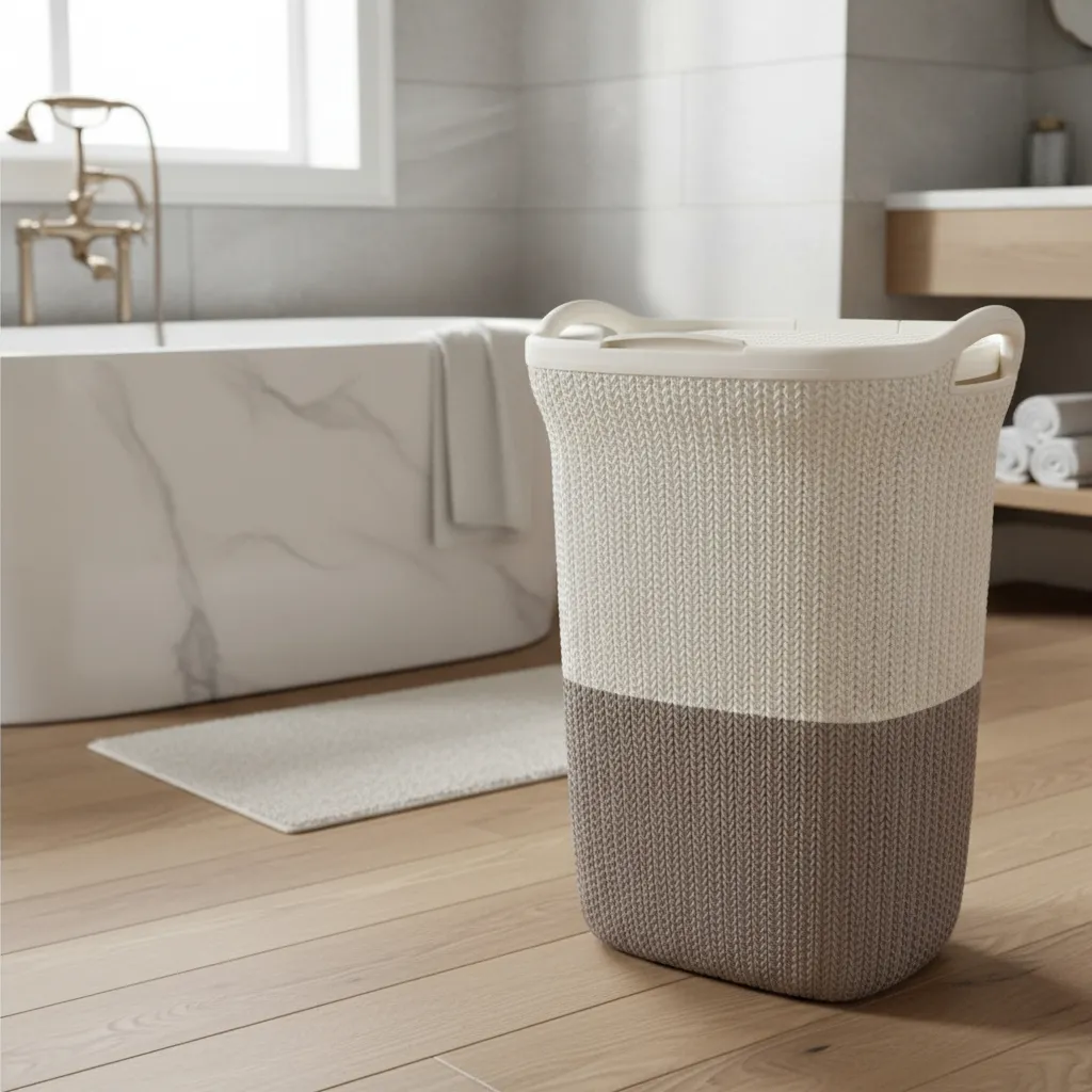 Cesto De Ropa De Plastico 60 Litros Con Tapa Y Manija