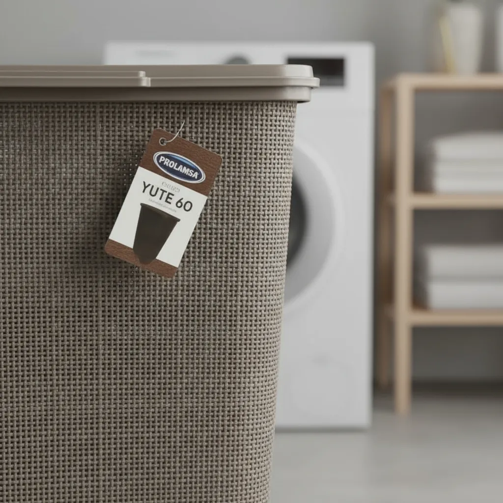 Cesto De Ropa Plástico C/tapa 60l Yute Grande