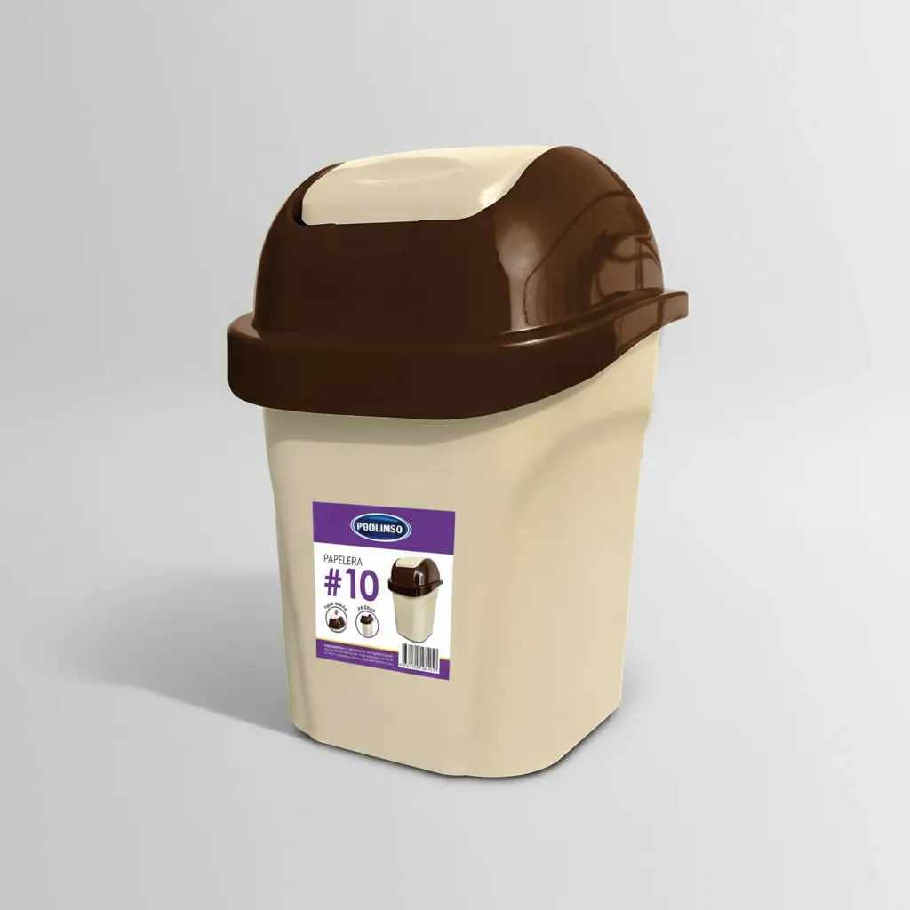 Tacho De Basura Papelera Oficina Tapa Vaivén 10l