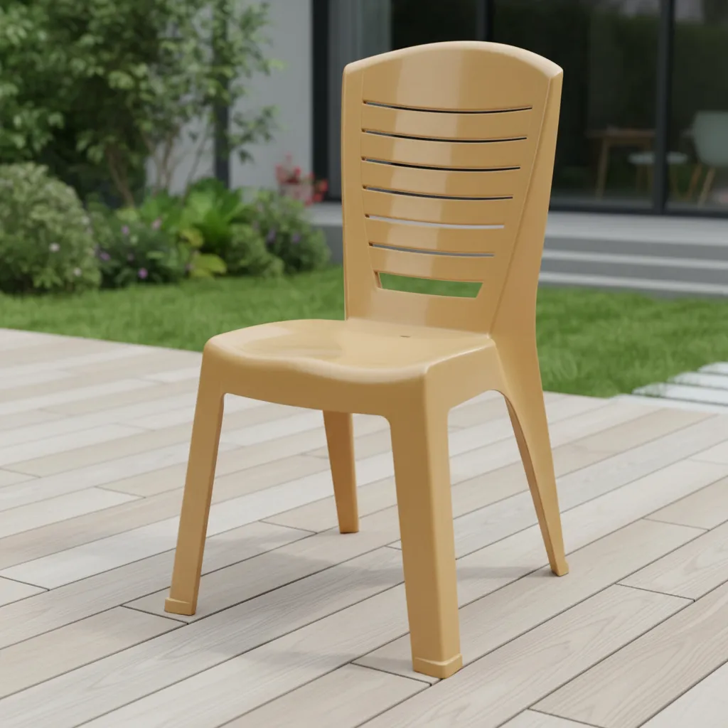 Silla De Plástico Premium Jardín Apilable Exterior Reforzada Dorado Oscuro Silla Zen Modelo Noa