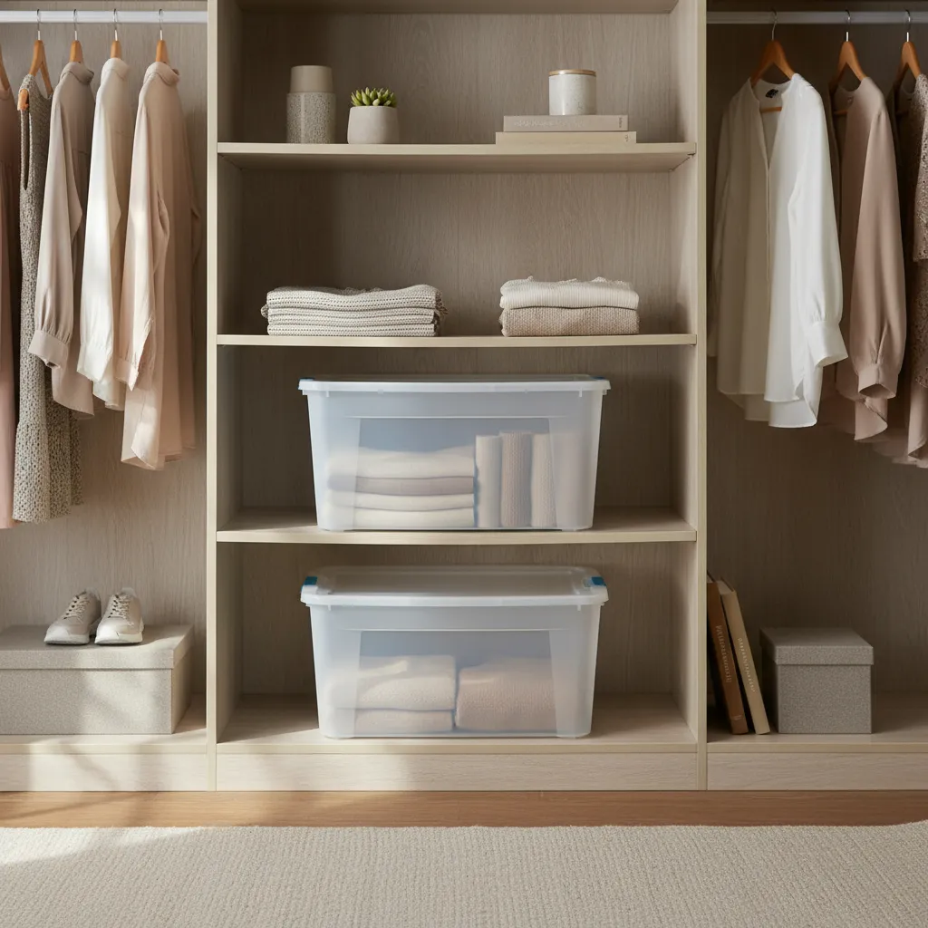 Caja Organizadora 92 L Transparente Premium Baúl Apilable Celeste Ultraforte