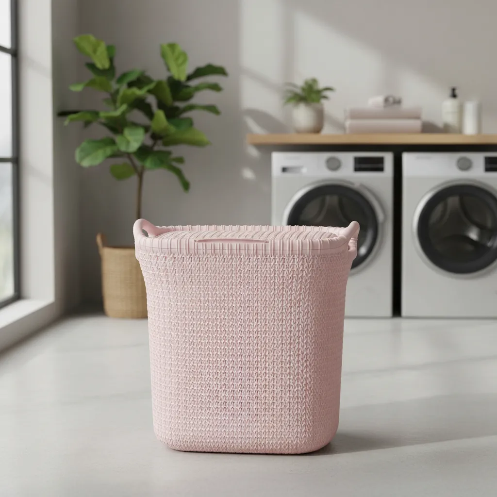 Canasto Cesto Para Ropa Plástico Premium Khipu Tapa 40 L