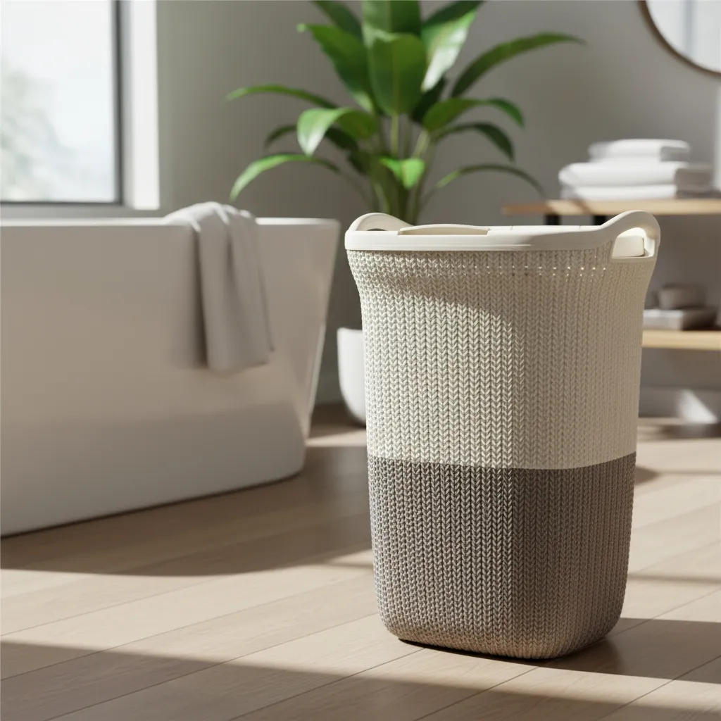 Cesto De Ropa De Plastico 60 Litros Con Tapa Y Manija