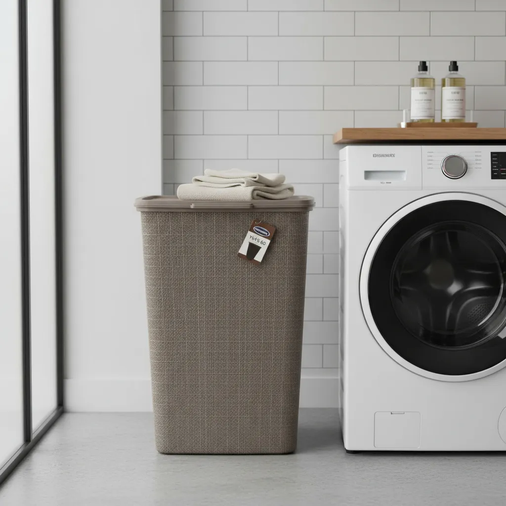 Cesto De Ropa Plástico C/tapa 60l Yute Grande