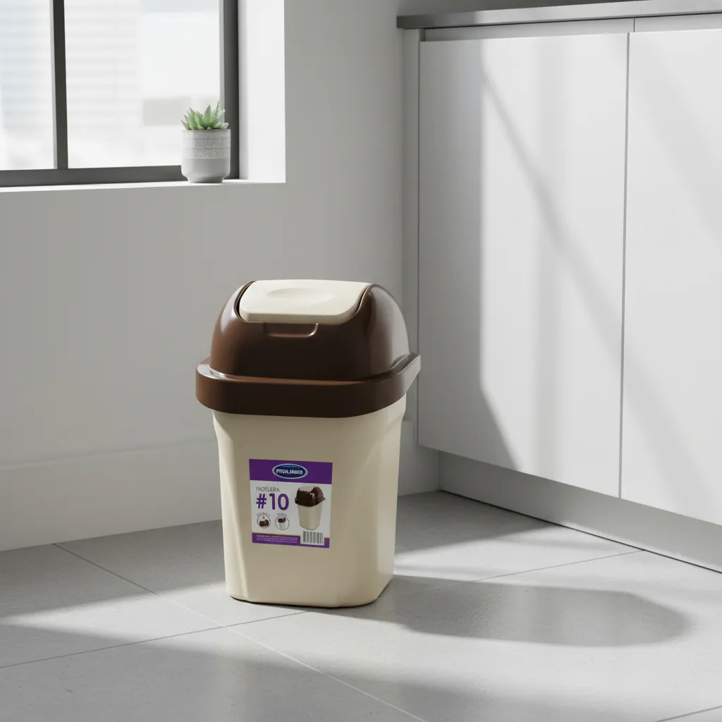 Tacho De Basura Papelera Oficina Tapa Vaivén 10l