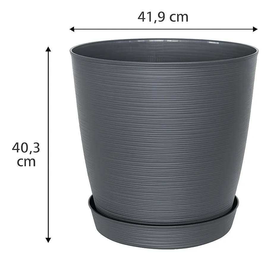 Maceta Plastica Estilo Piedra 42x40 Redonda Protección Uv