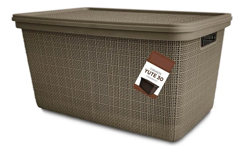 Pack Canasto Organizador X6 Simil Yute 30l Caja Organizadora