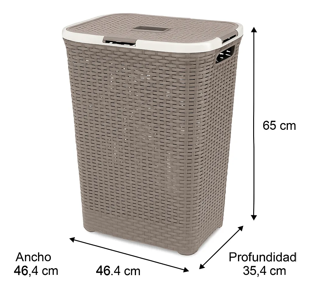 Canasto Cesto Para Ropa Sucia Baño 72l Ratan Gigante Plastic