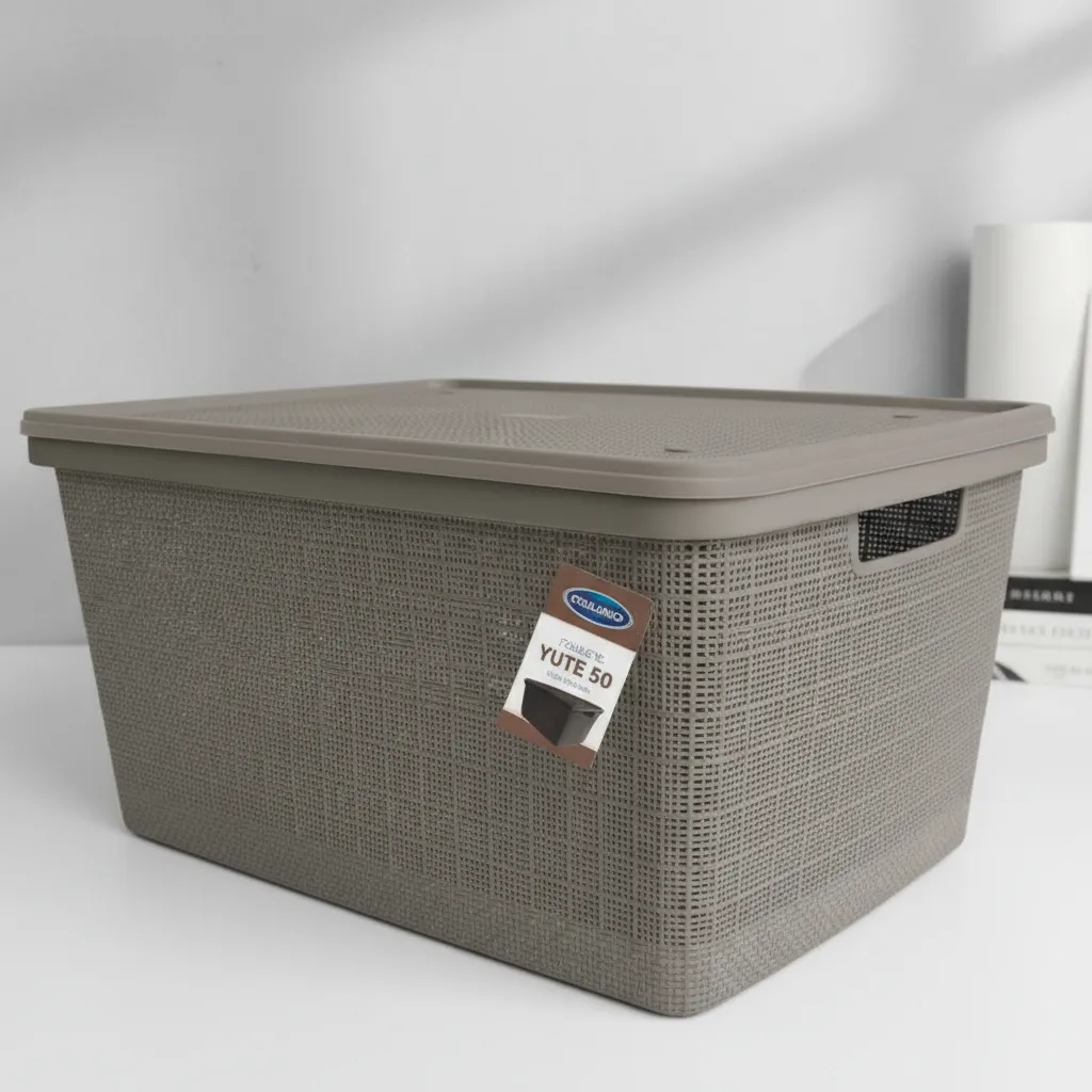 Pack Canasta C/tapa Plástico Yute 50l X 3 Organizador