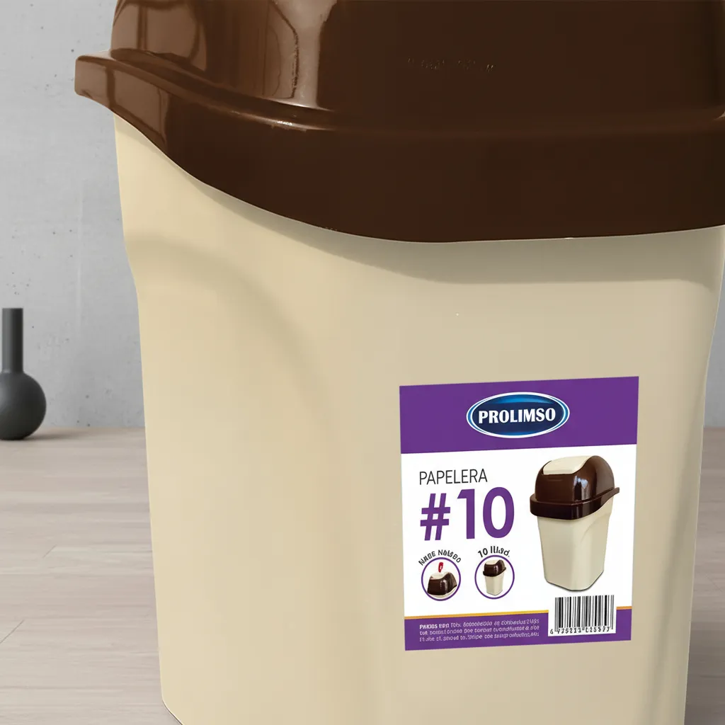 Tacho De Basura Papelera Oficina Tapa Vaivén 10l