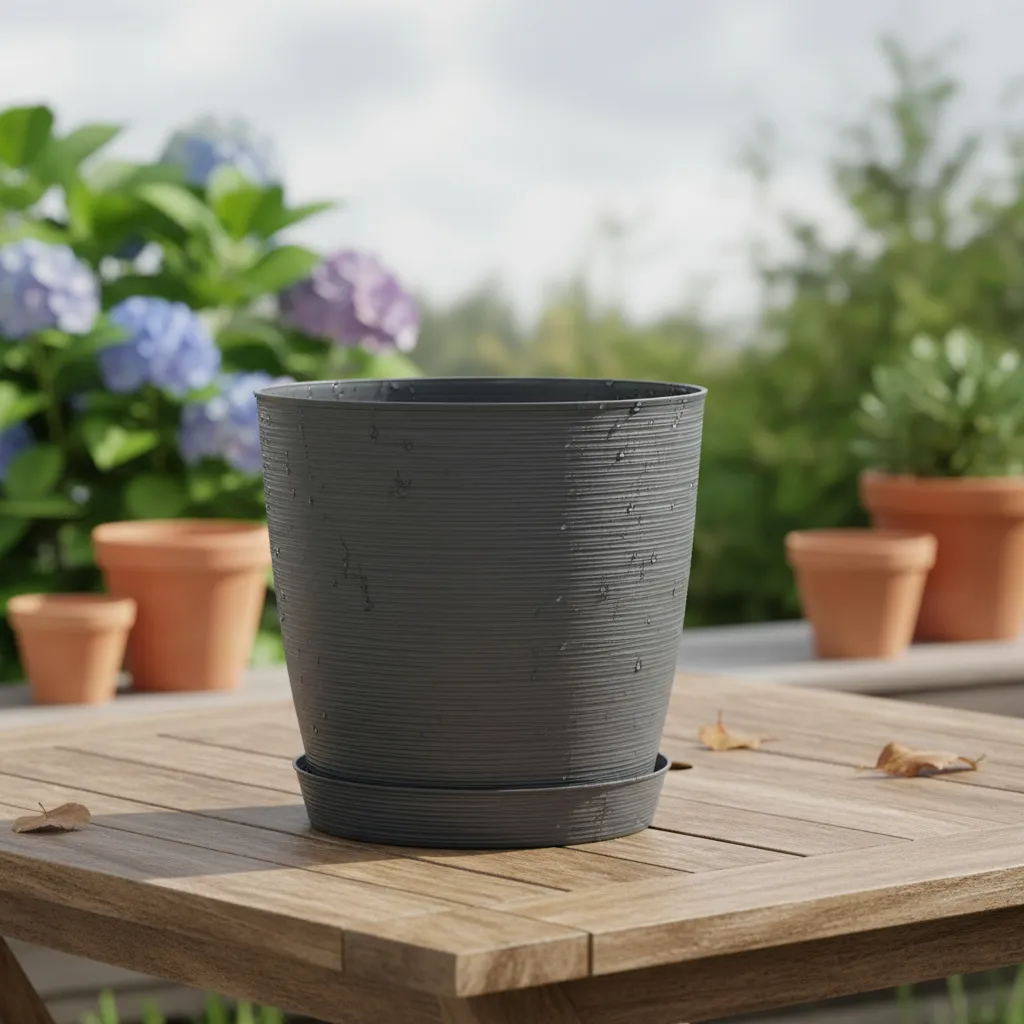 Maceta Plastica Estilo Piedra 42x40 Redonda Protección Uv