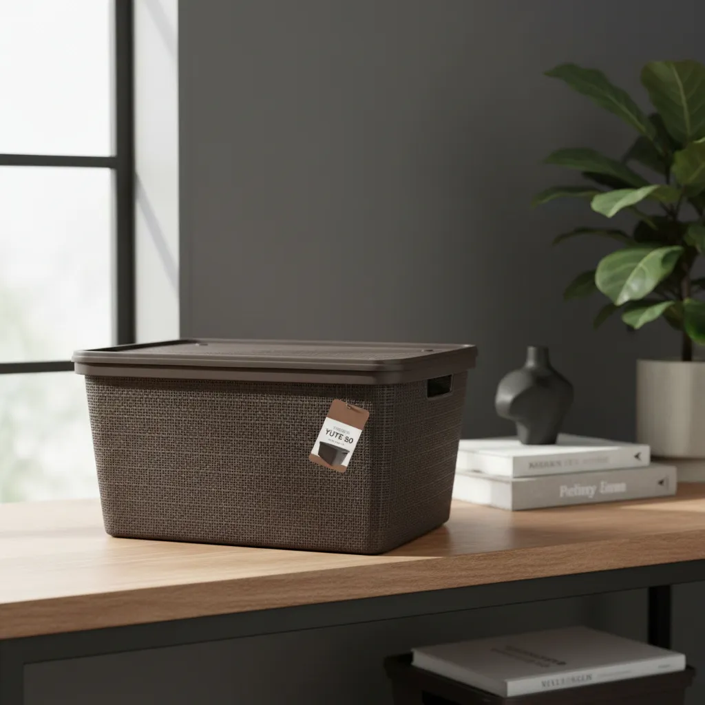 Pack Canasta C/tapa Plástico Yute 50l X 3 Organizador