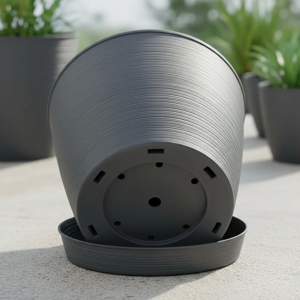 Maceta Plastica Estilo Piedra 42x40 Redonda Protección Uv