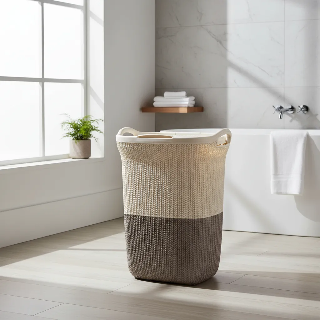 Cesto De Ropa De Plastico 60 Litros Con Tapa Y Manija