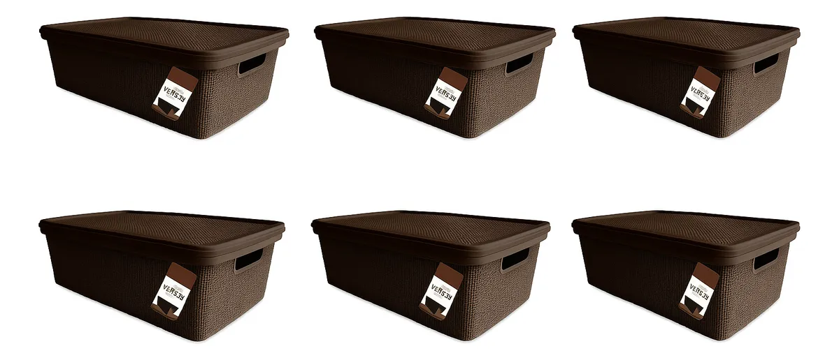 Pack Canasto Organizador X6 Simil Yute 20l Caja Organizadora