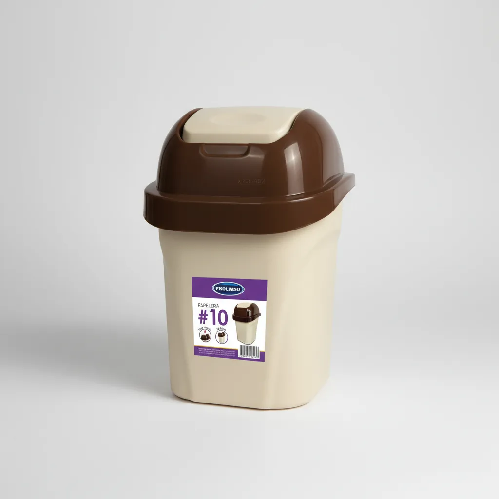 Tacho De Basura Papelera Oficina Tapa Vaivén 10l