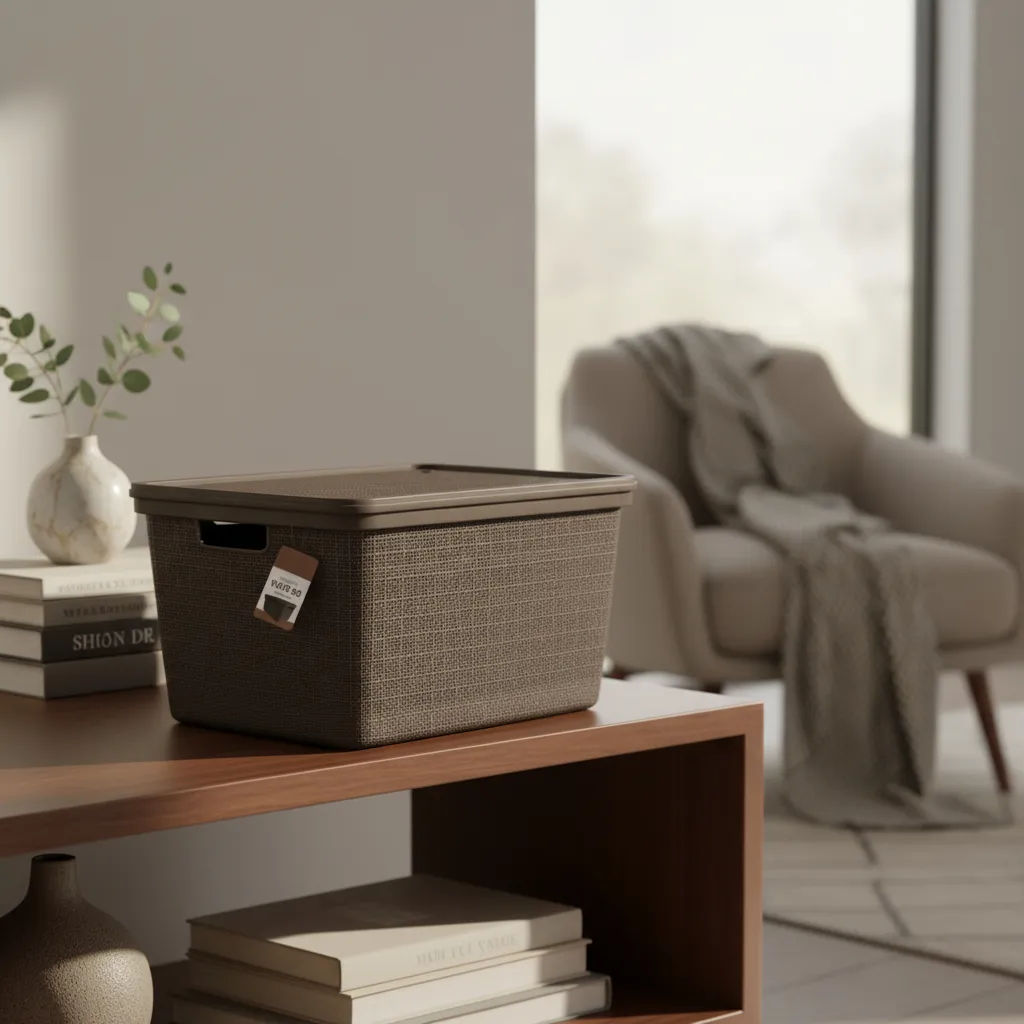 Pack Canasta C/tapa Plástico Yute 50l X 3 Organizador