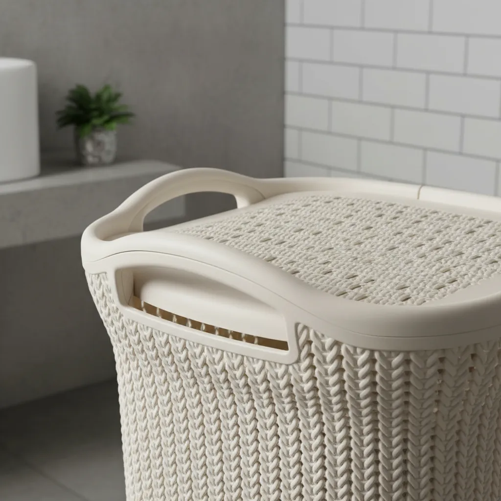 Cesto De Ropa De Plastico 60 Litros Con Tapa Y Manija