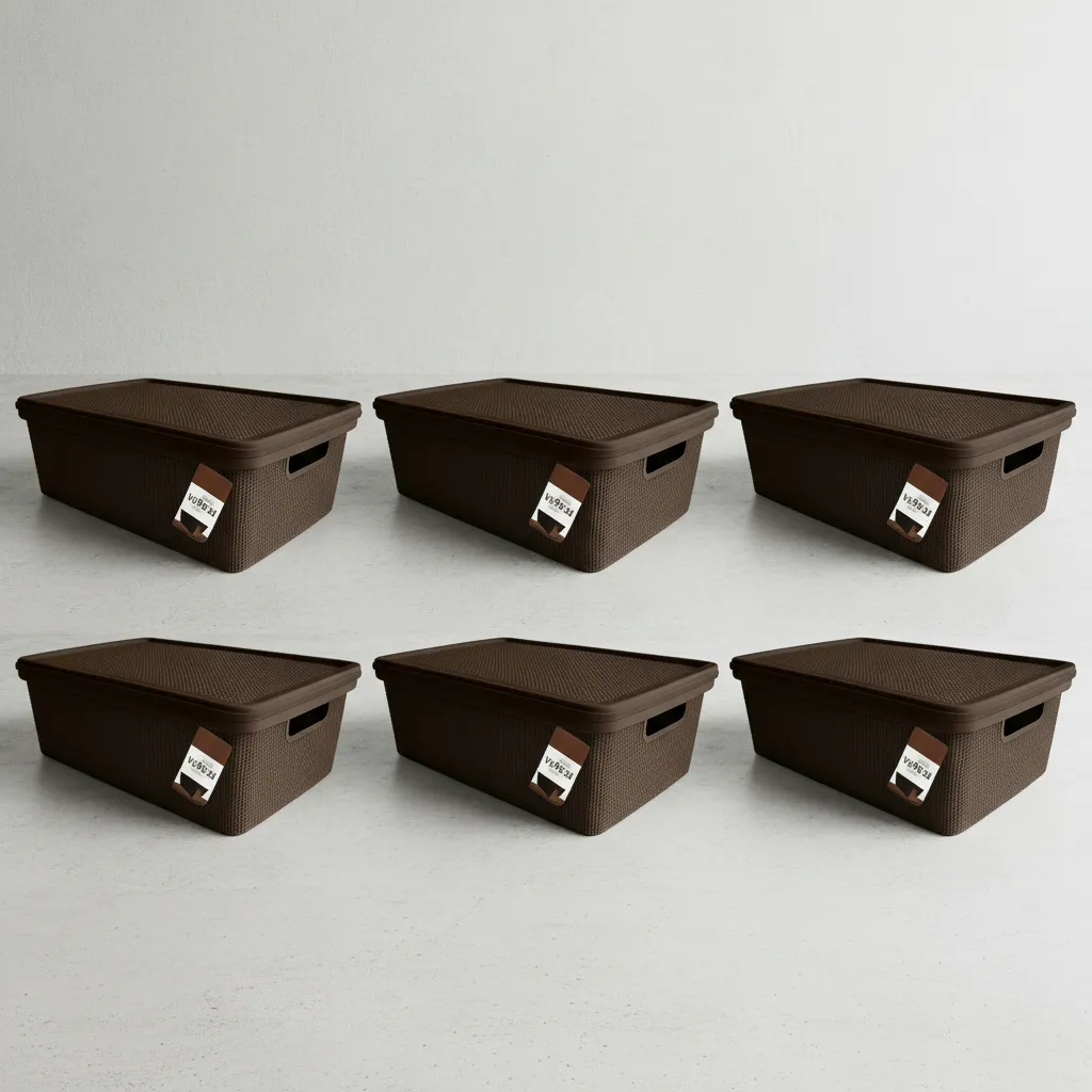 Pack Canasto Organizador X6 Simil Yute 20l Caja Organizadora