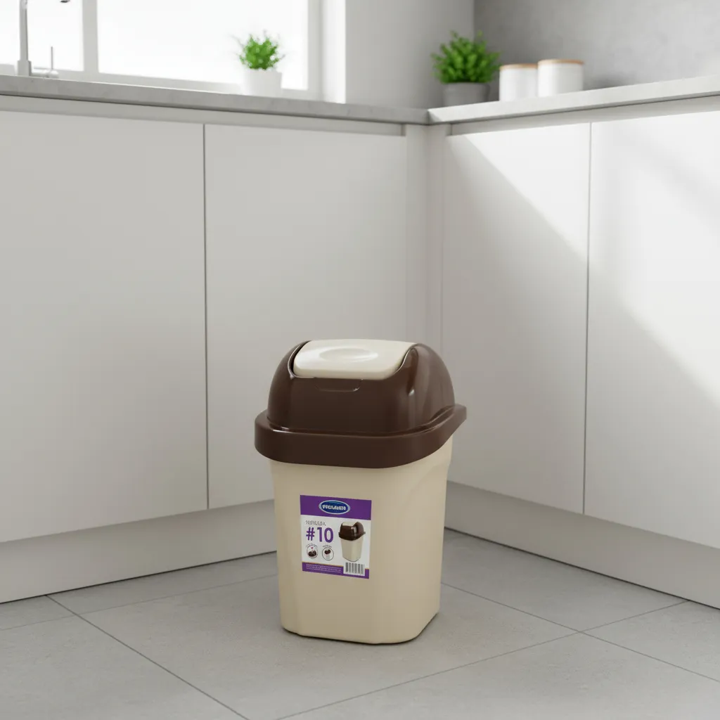 Tacho De Basura Papelera Oficina Tapa Vaivén 10l