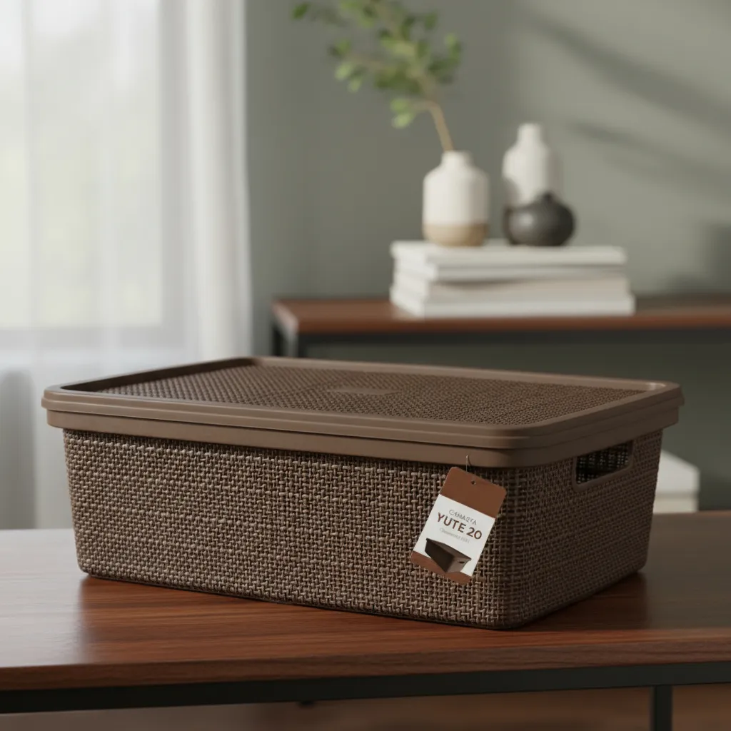 Pack Canasta C/tapa Plástico Yute 20l X 12 Organizador