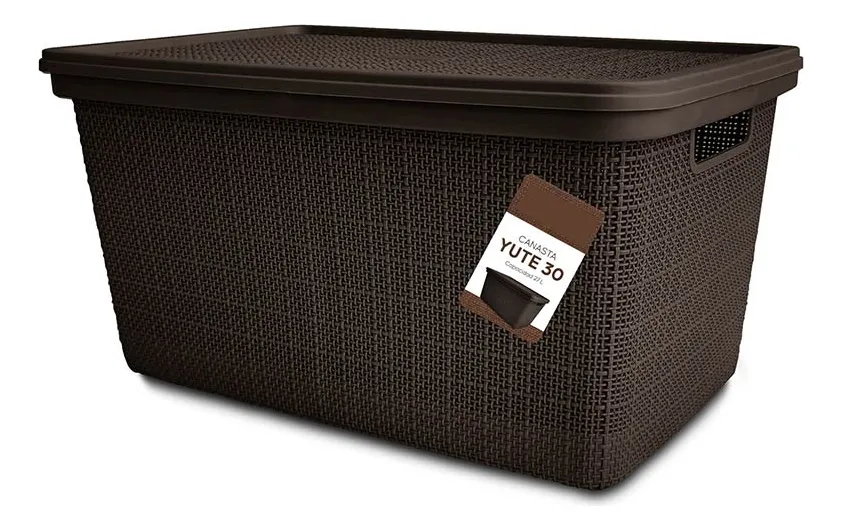Pack Canasto Organizador X6 Simil Yute 30l Caja Organizadora