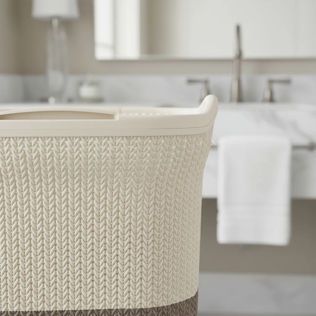 Cesto De Ropa De Plastico 60 Litros Con Tapa Y Manija