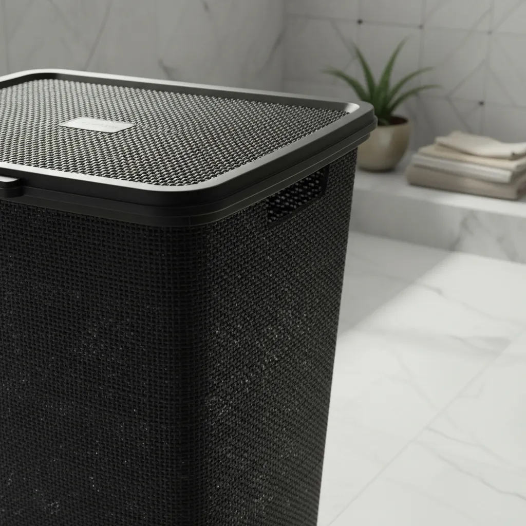 Cesto De Ropa Plástico C/tapa 60l Yute Grande