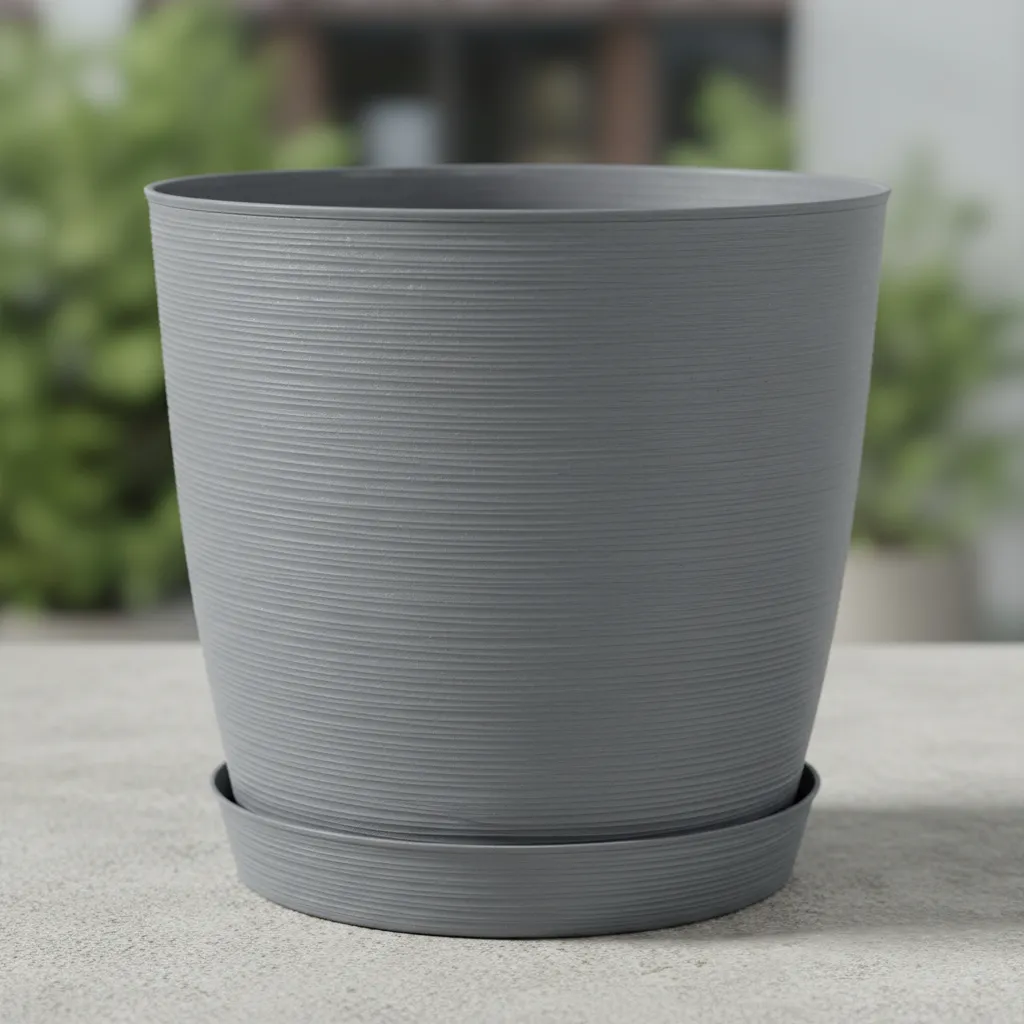 Maceta Plastica Estilo Piedra 42x40 Redonda Protección Uv