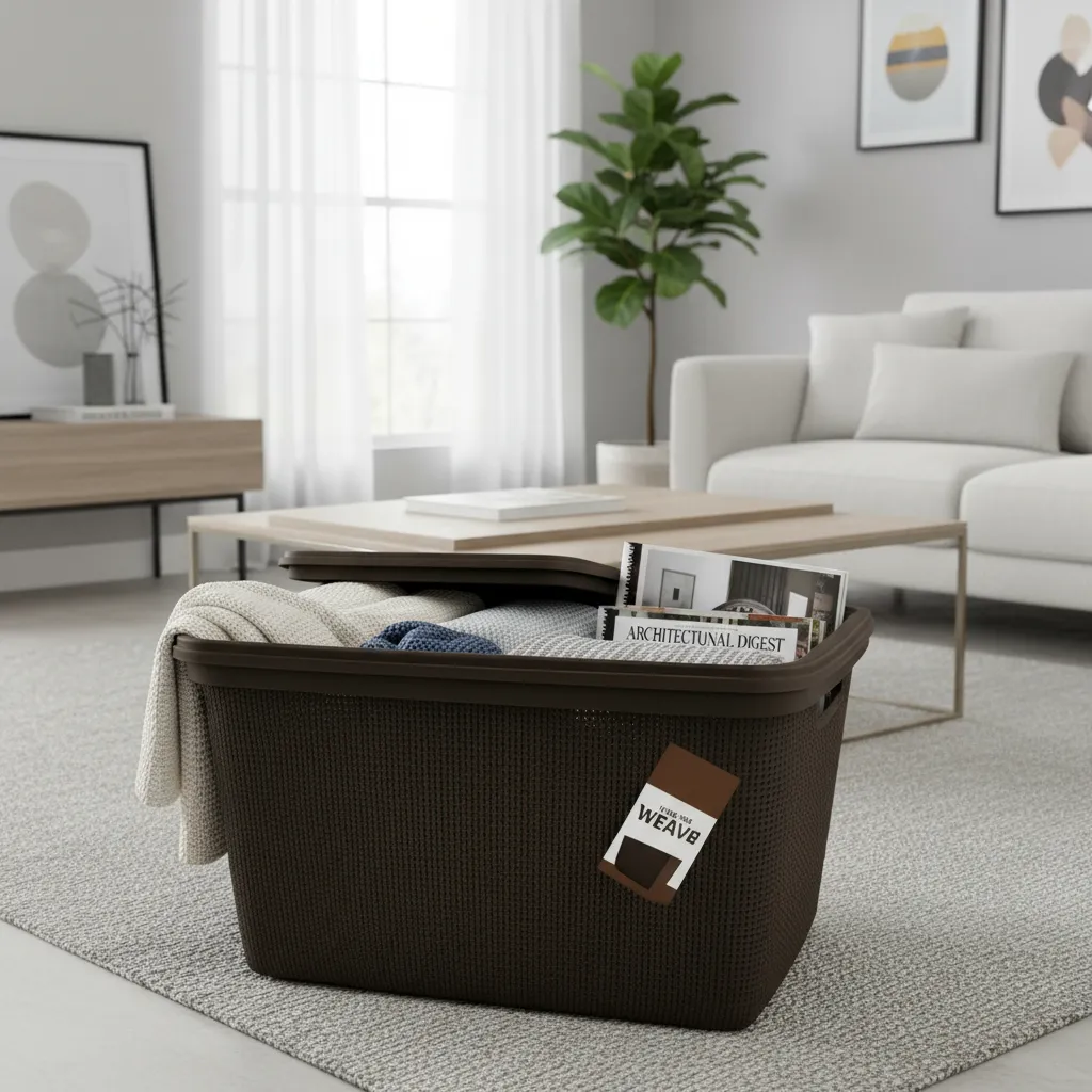 Pack Canasto Organizador X6 Simil Yute 30l Caja Organizadora