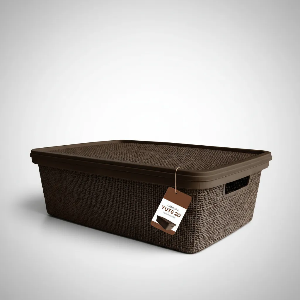 Pack Canasta C/tapa Plástico Yute 20l X 12 Organizador