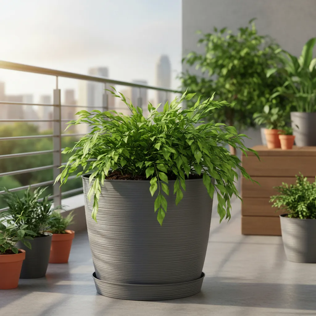 Maceta Plastica Estilo Piedra 42x40 Redonda Protección Uv