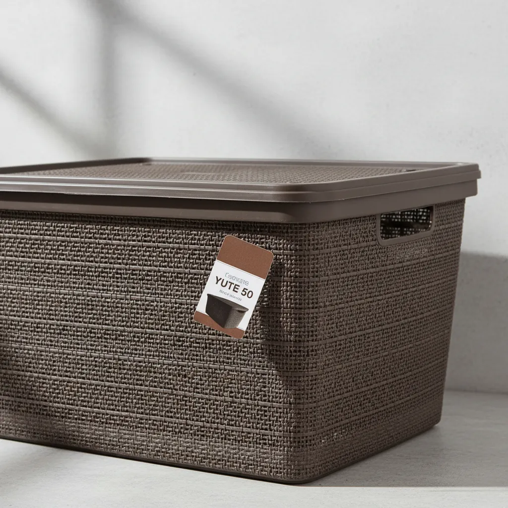 Pack Canasta C/tapa Plástico Yute 50l X 3 Organizador