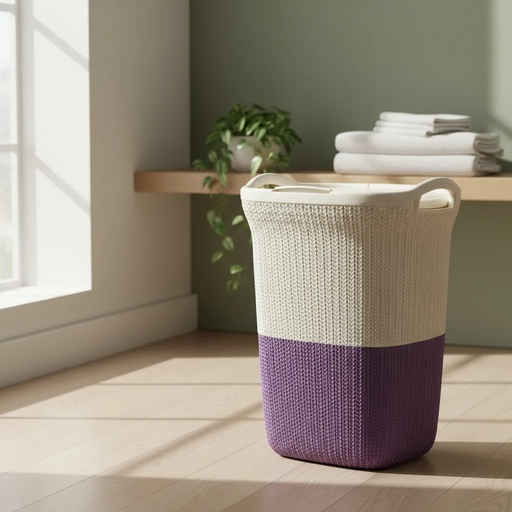 Cesto De Ropa De Plastico 60 Litros Con Tapa Y Manija