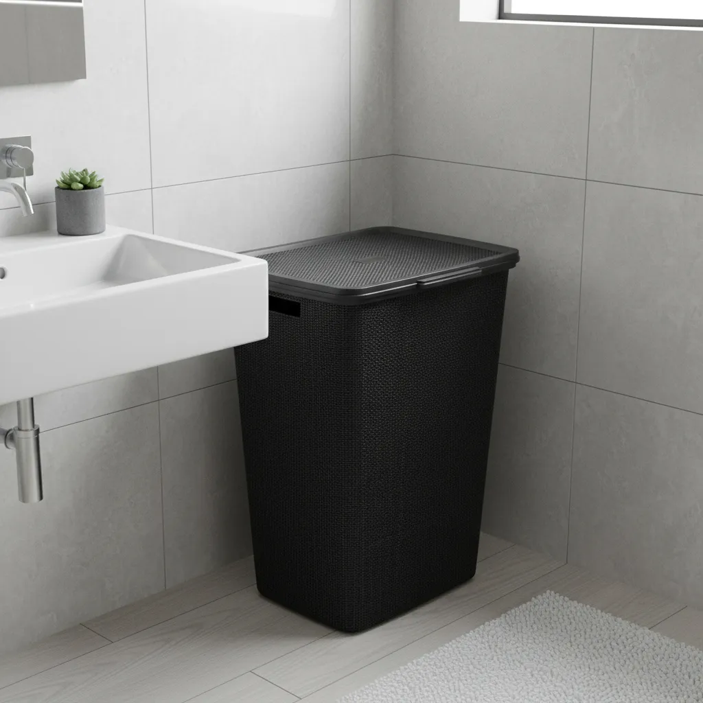 Cesto De Ropa Plástico C/tapa 60l Yute Grande